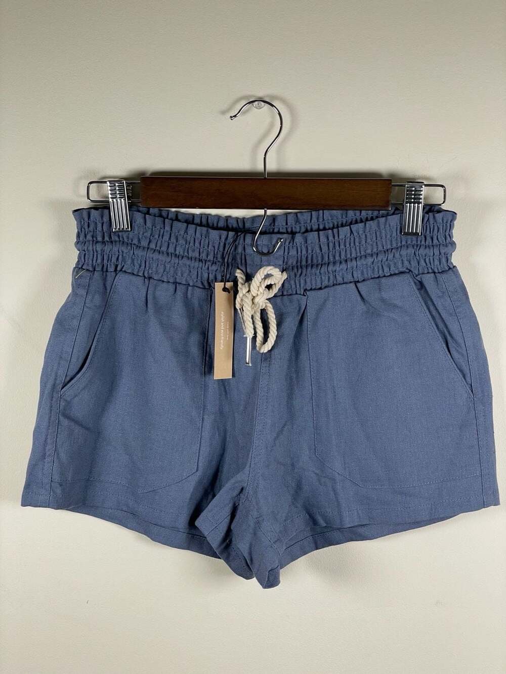 Love Tree High Waist Blue Drawstring Shorts